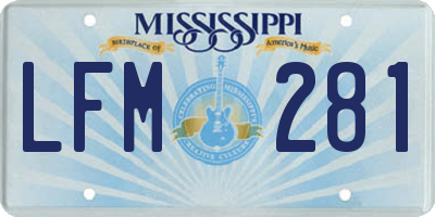 MS license plate LFM281
