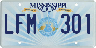MS license plate LFM301