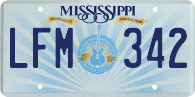 MS license plate LFM342