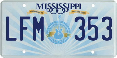 MS license plate LFM353