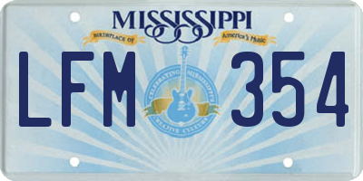 MS license plate LFM354