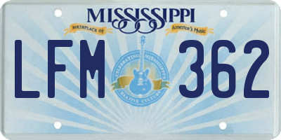 MS license plate LFM362