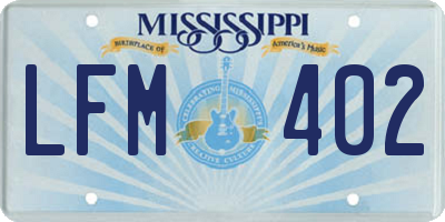MS license plate LFM402