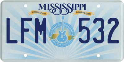 MS license plate LFM532
