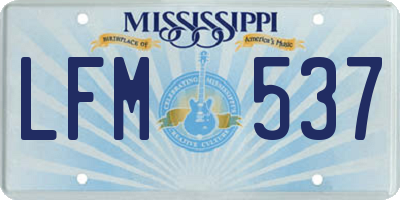 MS license plate LFM537