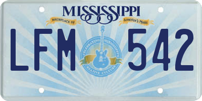 MS license plate LFM542