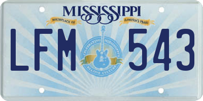 MS license plate LFM543