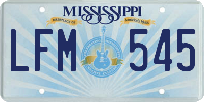 MS license plate LFM545