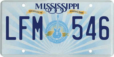 MS license plate LFM546