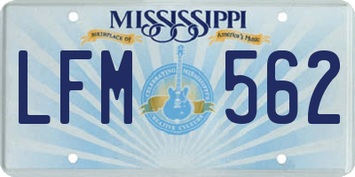MS license plate LFM562