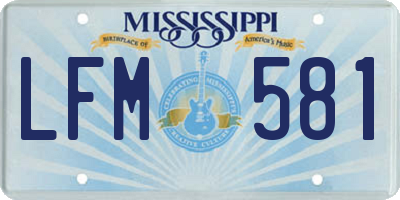 MS license plate LFM581
