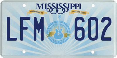 MS license plate LFM602