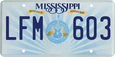 MS license plate LFM603