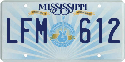 MS license plate LFM612