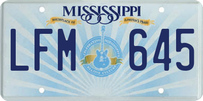 MS license plate LFM645
