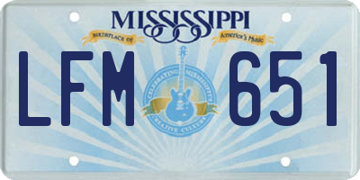 MS license plate LFM651