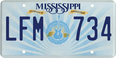 MS license plate LFM734