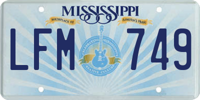 MS license plate LFM749