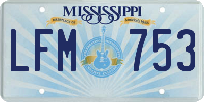 MS license plate LFM753