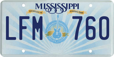 MS license plate LFM760