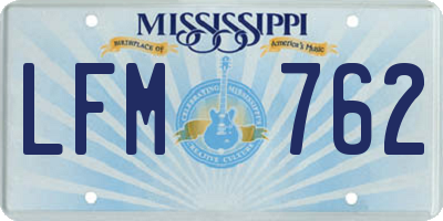 MS license plate LFM762