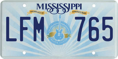 MS license plate LFM765