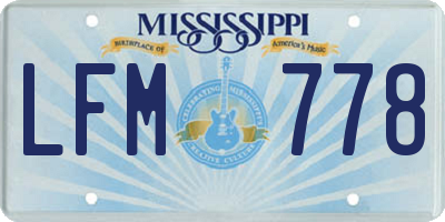 MS license plate LFM778