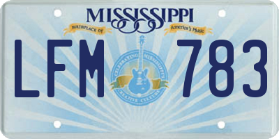 MS license plate LFM783