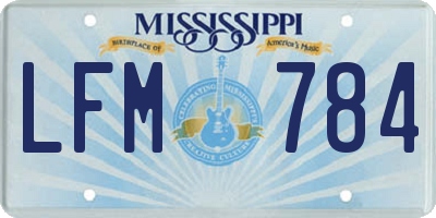 MS license plate LFM784