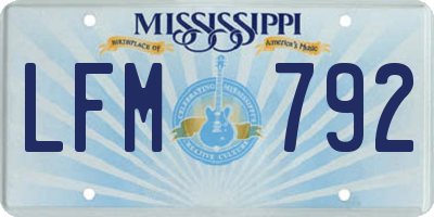 MS license plate LFM792