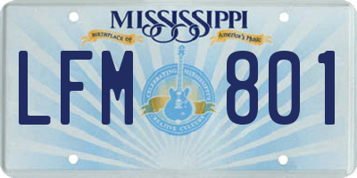 MS license plate LFM801