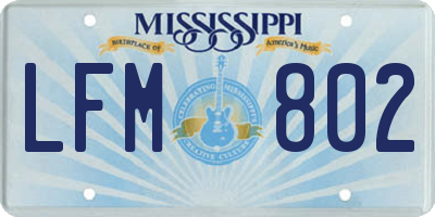 MS license plate LFM802