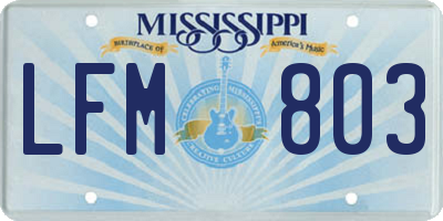 MS license plate LFM803