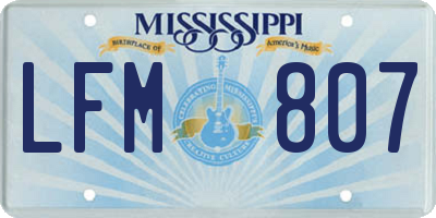 MS license plate LFM807