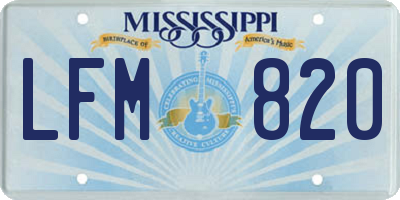 MS license plate LFM820