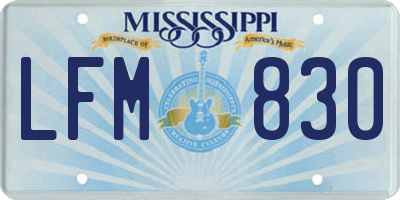 MS license plate LFM830