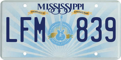 MS license plate LFM839