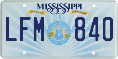 MS license plate LFM840
