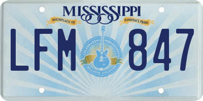 MS license plate LFM847