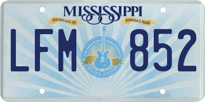 MS license plate LFM852