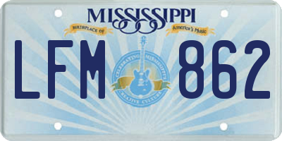 MS license plate LFM862