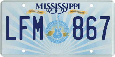 MS license plate LFM867