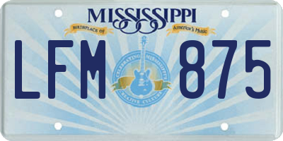 MS license plate LFM875