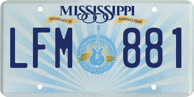 MS license plate LFM881