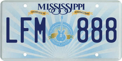 MS license plate LFM888