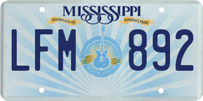 MS license plate LFM892