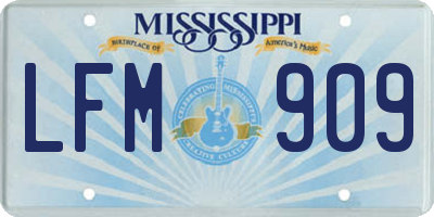 MS license plate LFM909