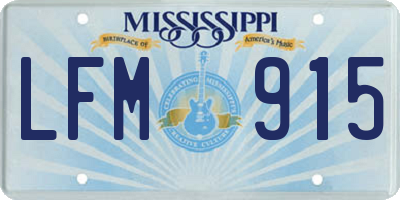 MS license plate LFM915