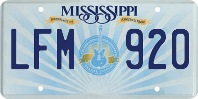 MS license plate LFM920