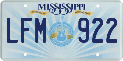 MS license plate LFM922